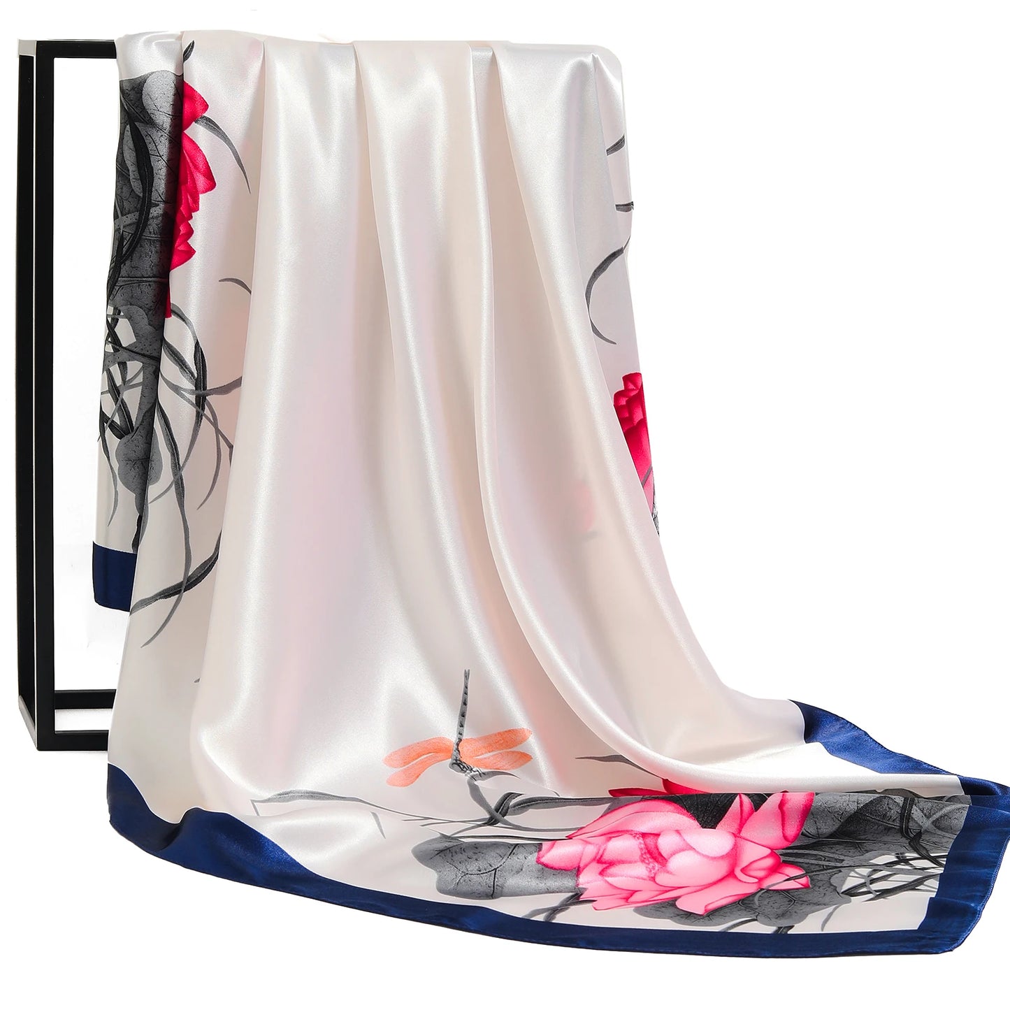 90*90cm Silk Scarf Women Print Hair Neck Square Office Ladies Shawl Bandanna Muslim Hijab Handkerchief Muffler Foulard female - NamafadStore