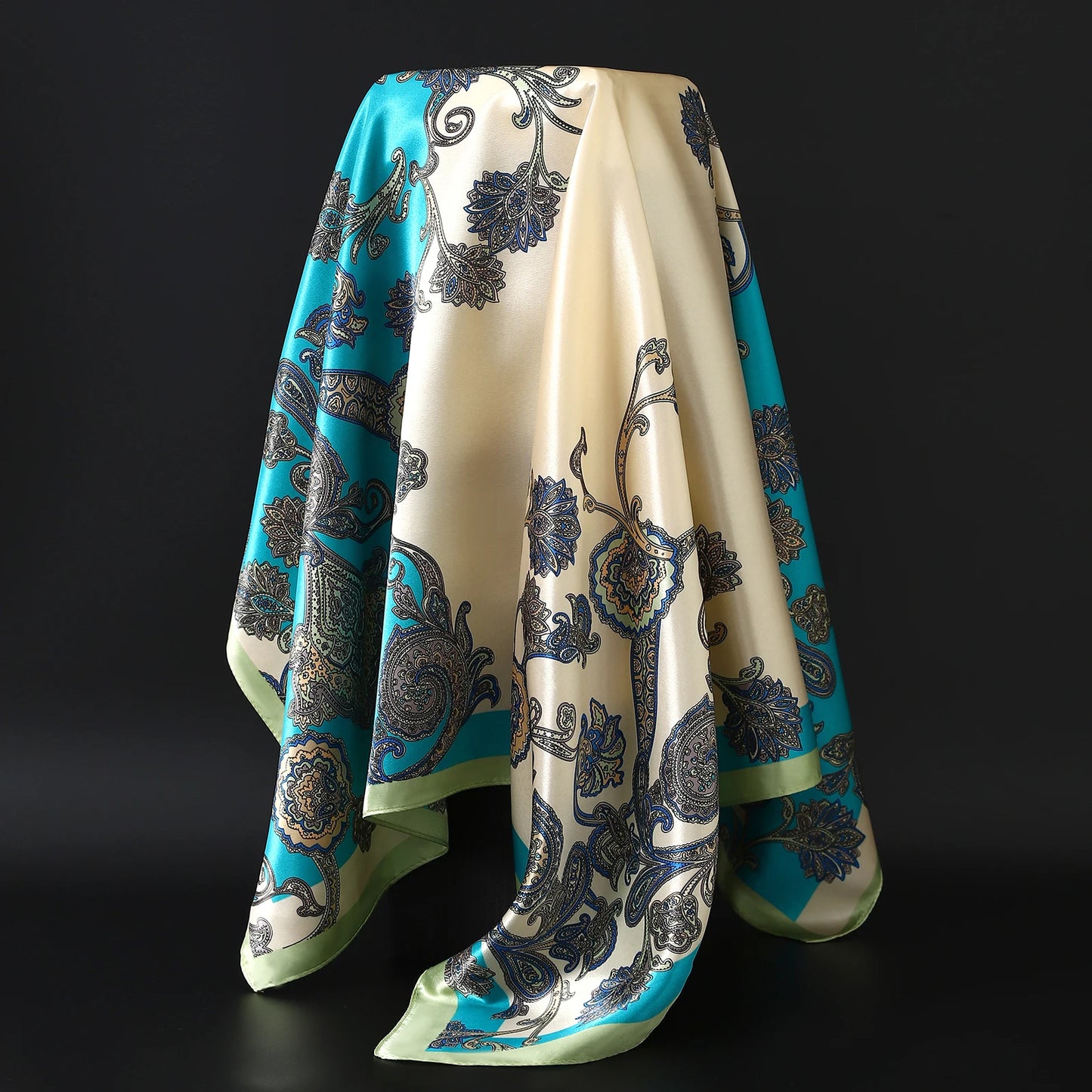 90*90cm Silk Scarf Women Print Hair Neck Square Office Ladies Shawl Bandanna Muslim Hijab Handkerchief Muffler Foulard female - NamafadStore