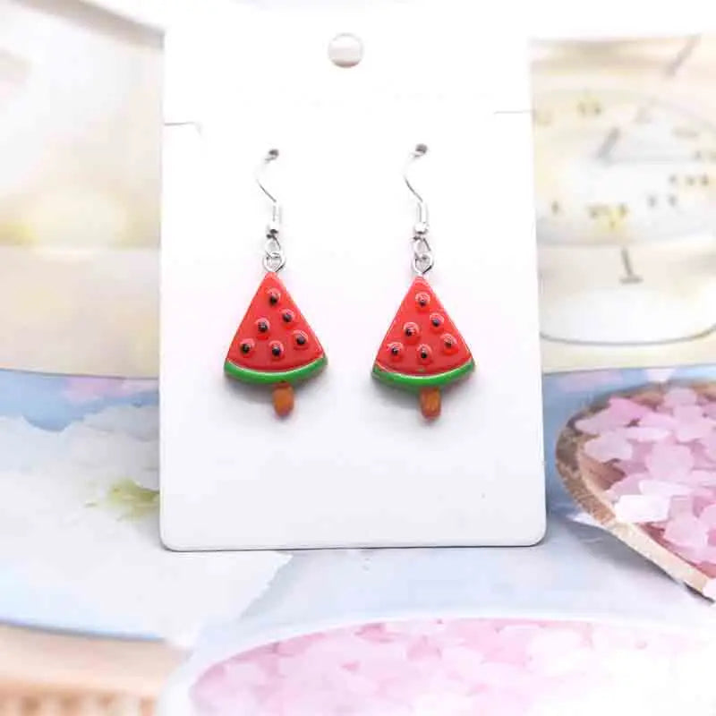 Earring For Women Resin Handmade Cute Animals Ice Cream Drinks Candy Fruits Pissa Drop Earrings Funny Gift