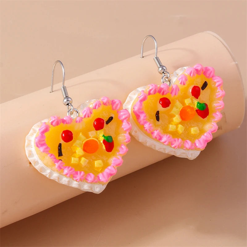 Sweet Food Cake Drop Earrings for Women Girls Party Holiday Jewelry Gifts