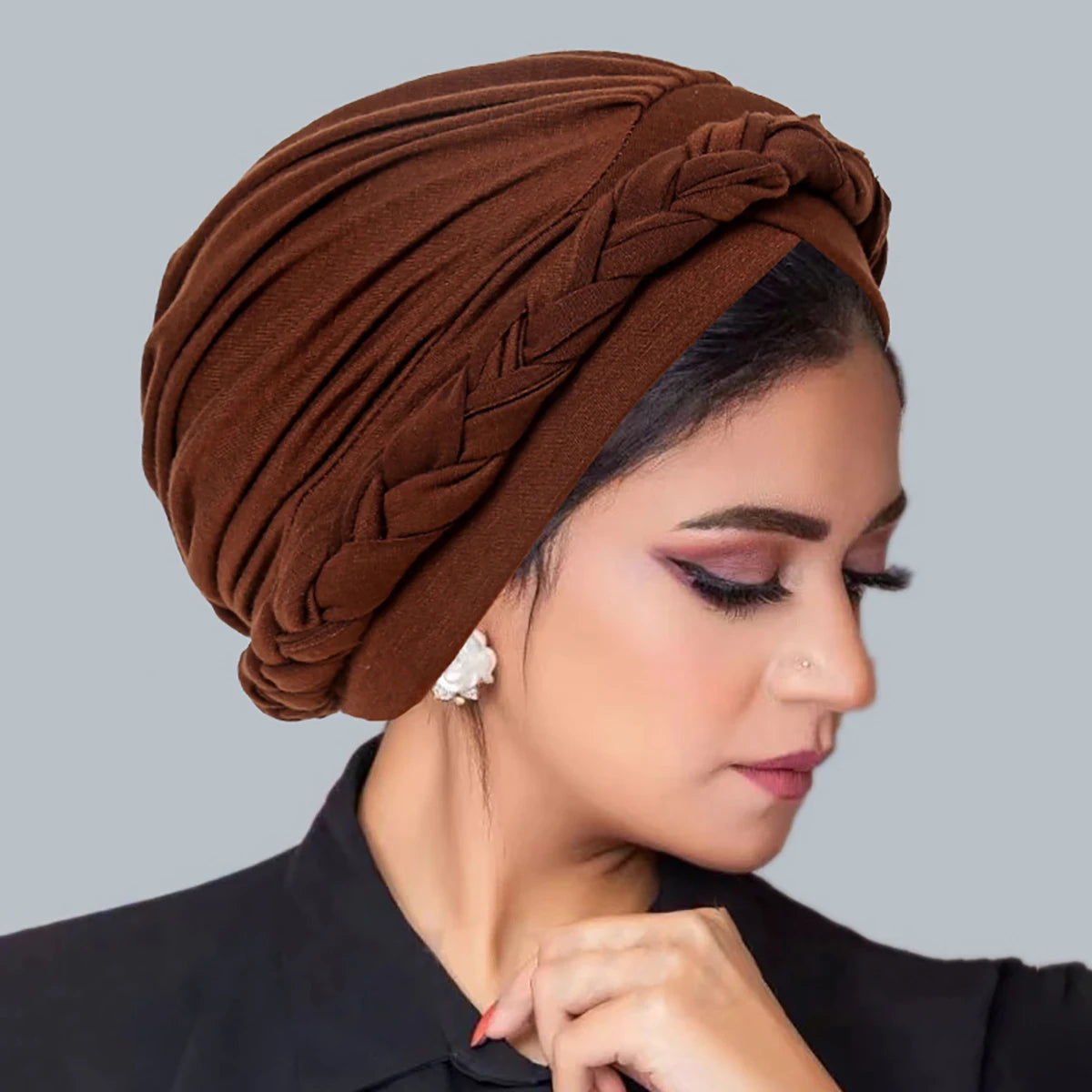 Crossed Forehead Women Braid Muslim Hijab Caps Wrap Head Indian Turban Bonnet Fashion Headdress Islamic Clothing Accessories - NamafadStore