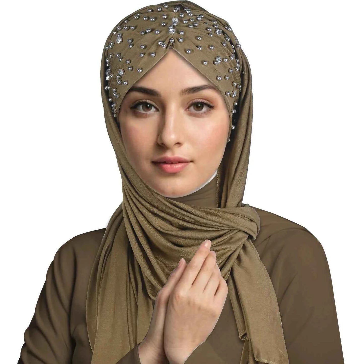 Instant Hijabs Hijab Scarf With Diamonds Jersey Caps Bonnet Brand Design Muslim Scarf Plain Pull On Ready Wear Wrap Head Cover