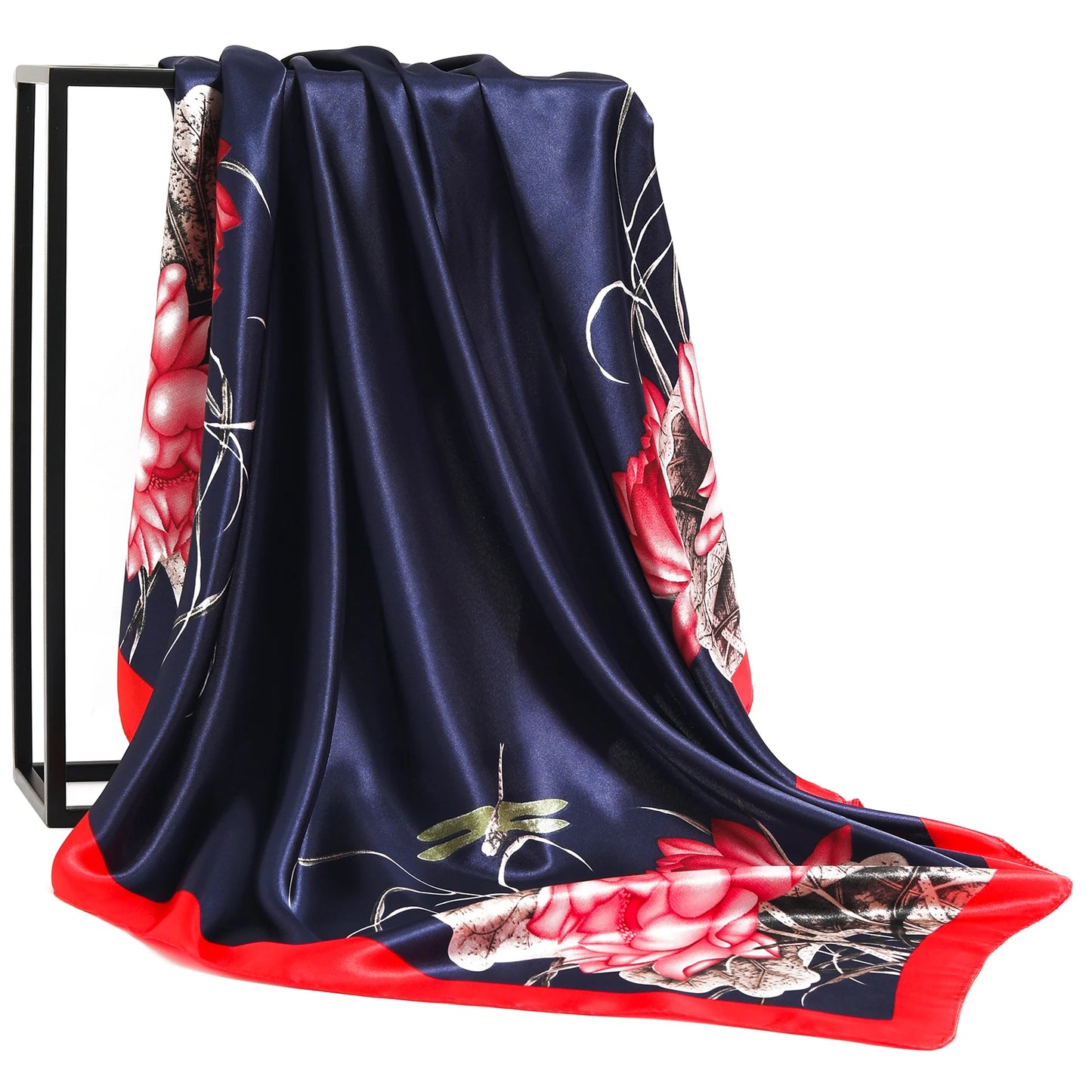 90*90cm Silk Scarf Women Print Hair Neck Square Office Ladies Shawl Bandanna Muslim Hijab Handkerchief Muffler Foulard female - NamafadStore