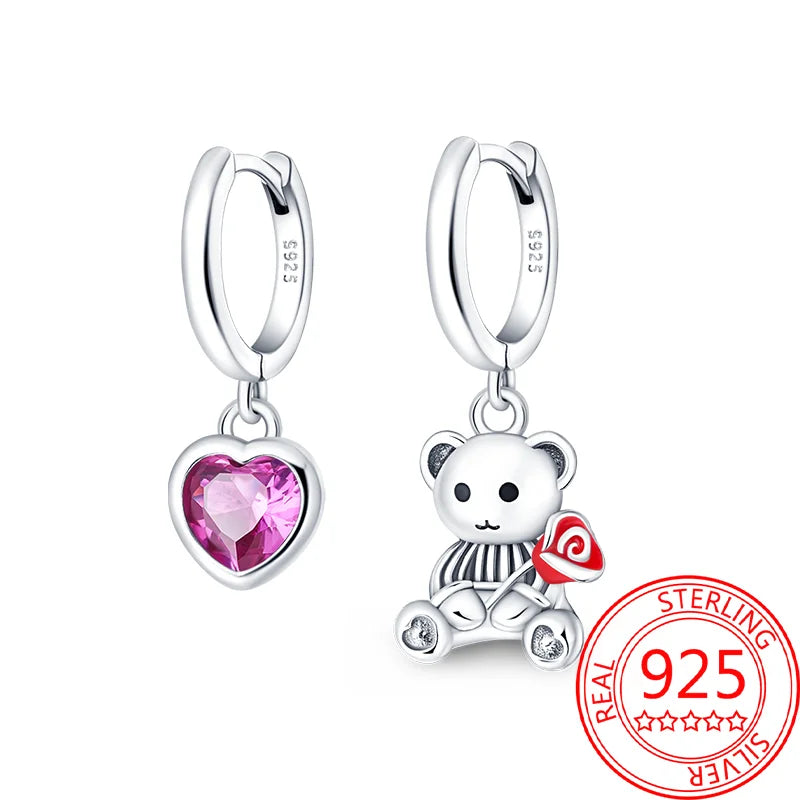 Pink Series 925 Sterling Silver Romantic Flower Butterfly Unicorn Tulip Geometry Earrings Boutique Fine Jewelry Gifts for Women