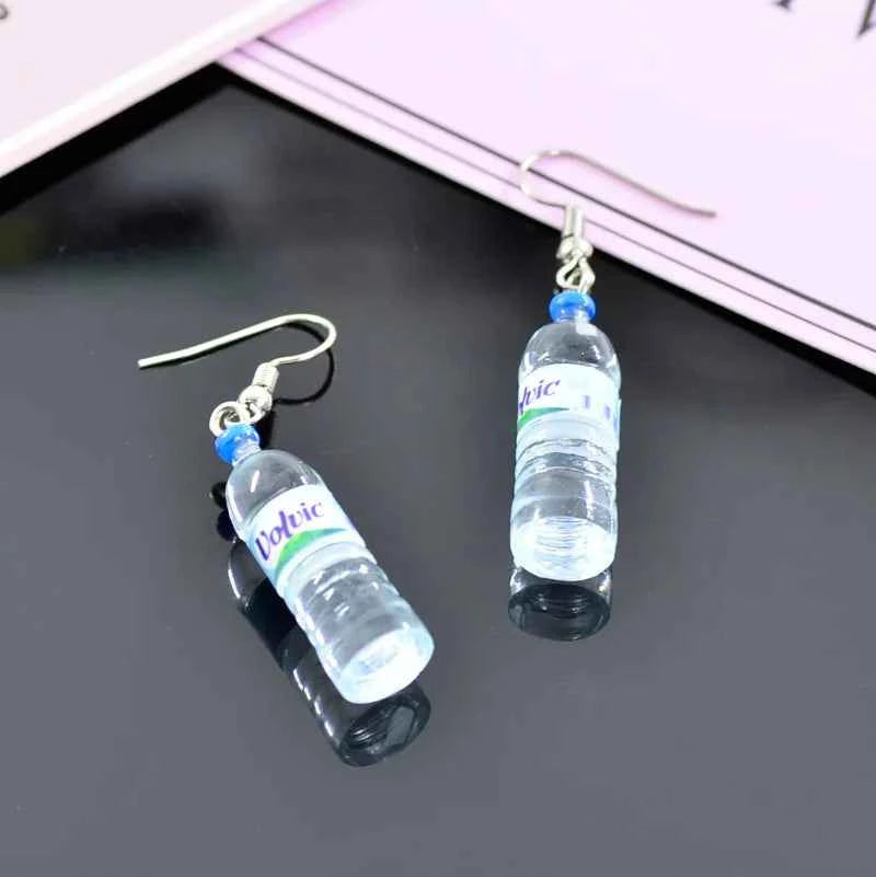 Novelty Creativity Fake Bottle Dangle Earrings for Women Funny Mineral Water Bottles Hook Drop Earrings New Fashion Jewelry