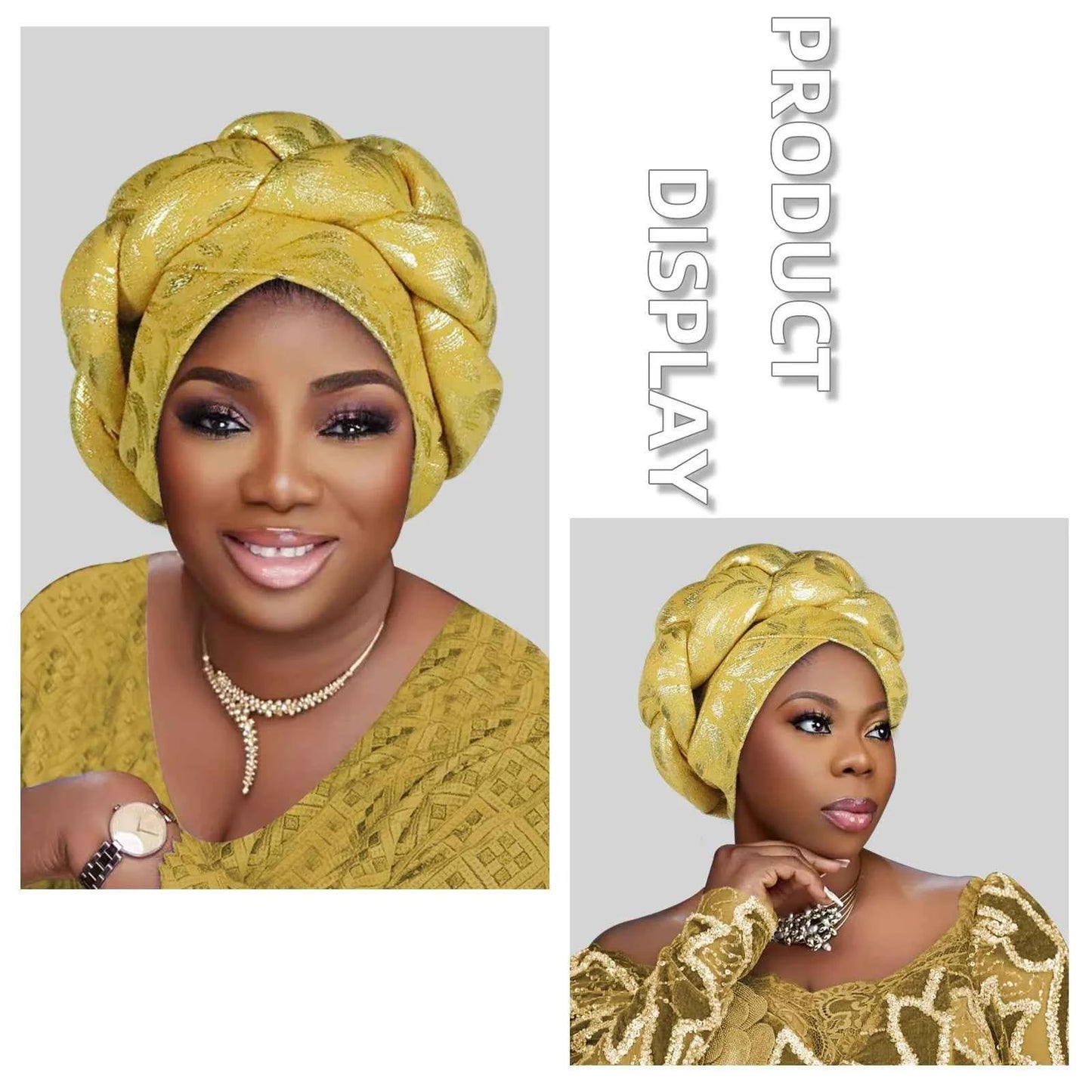 Gold Stamping Fabric Turban Cap for Women Braids Headwrap Bonnet Lady Head Cover Muslim Hat African Female Headgear - NamafadStore