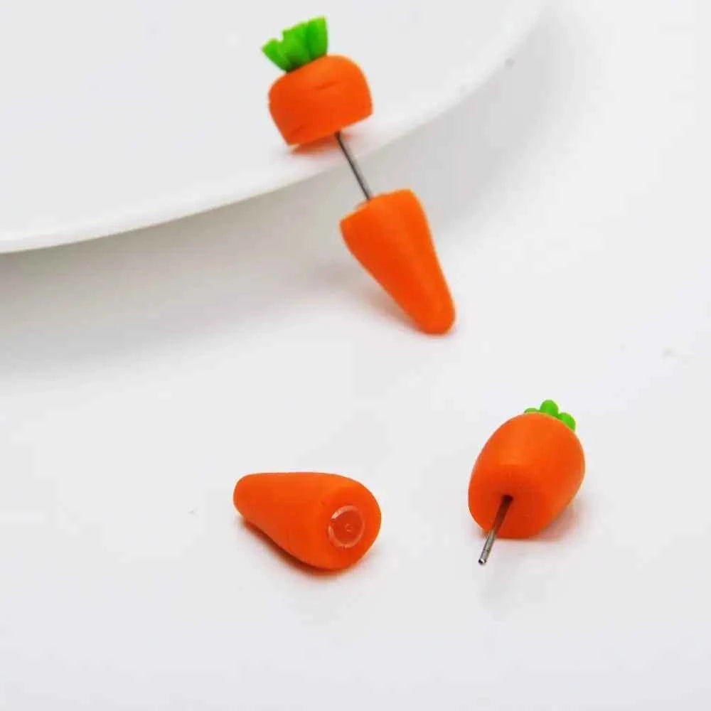 Lady Sweet Fashion Design Raccoon Cat Soft Clay Carrot Korean  Earrings 3D Animal Earring Cartoon Stud Earrings Women Jewelry