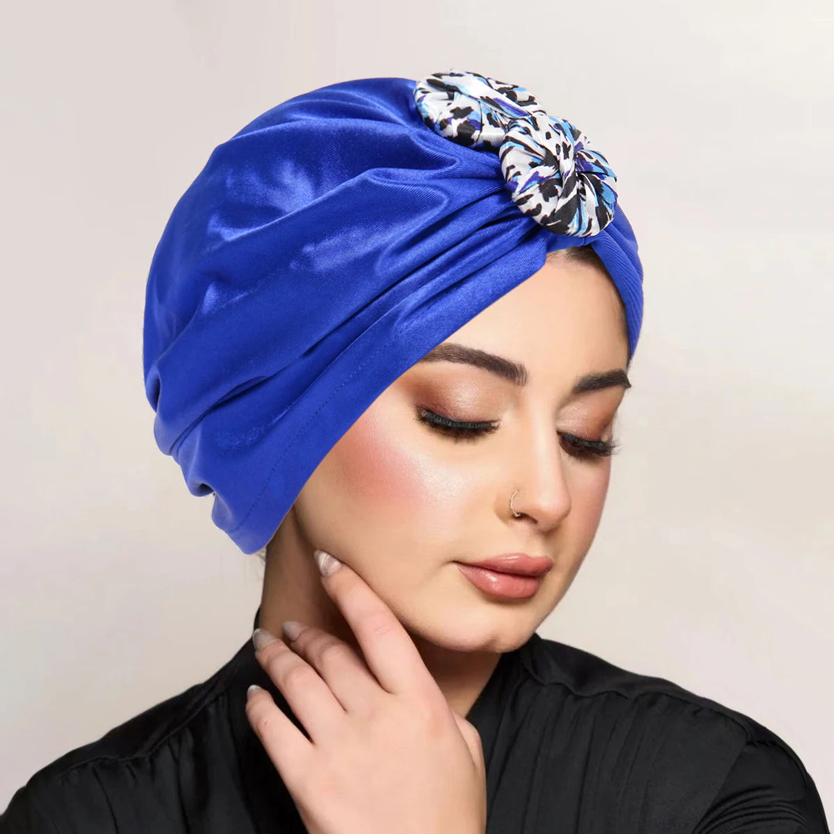 New Women Top Knotted Turban Hat Bonnet Hijab Chemo Cap Headbands Female Muslim Hat Head Cover Night Cap Hair Accessories - NamafadStore