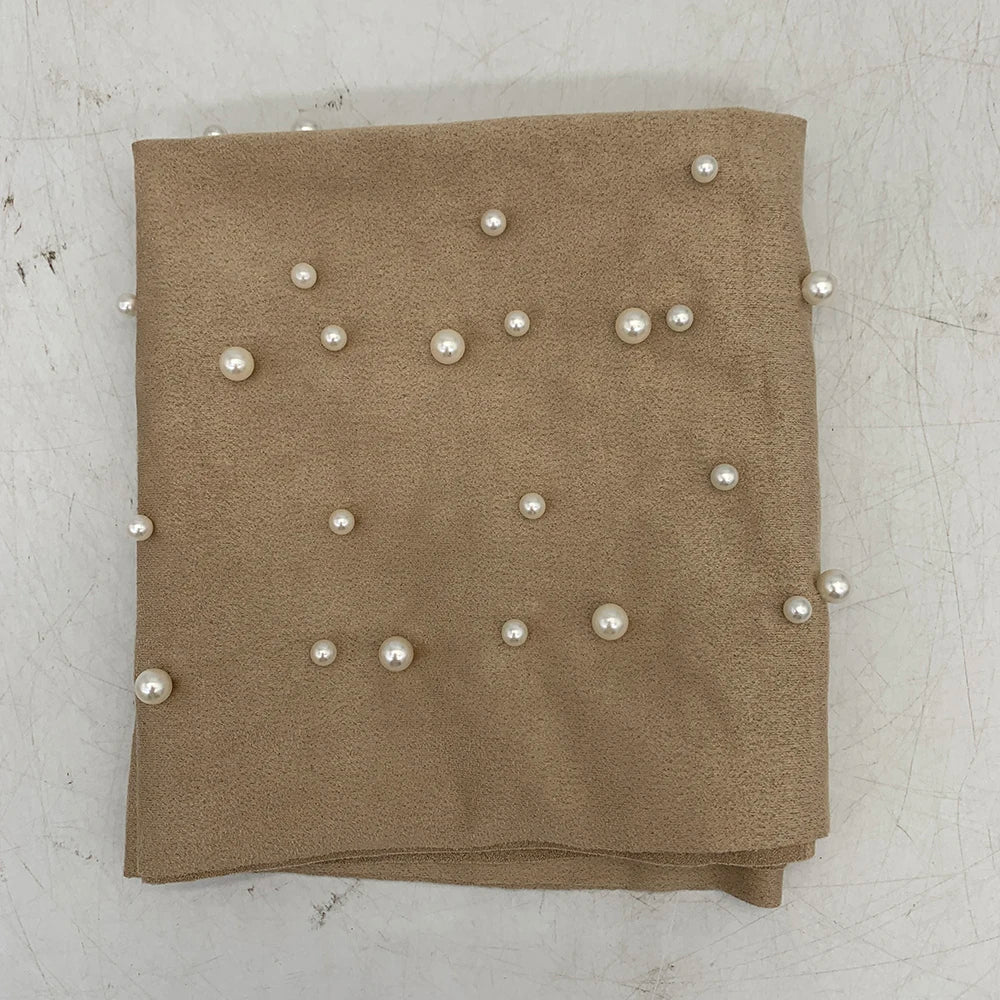 2024 Suede Twisted Turban Cap for Women Beading Head Wraps Bonnet Muslim Headscarf Hat Lady Wrap Head Scarf - NamafadStore