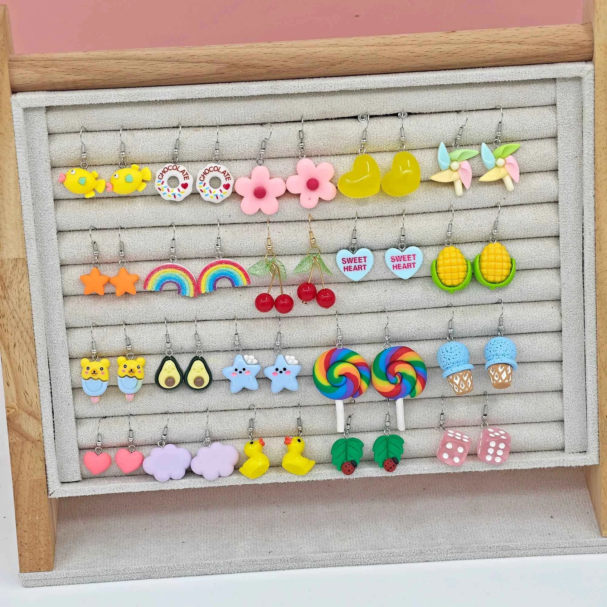 10/40pcs Fashionable earrings, personalized and fresh, simulated vegetable and fruit combination set, funny and fun earrings