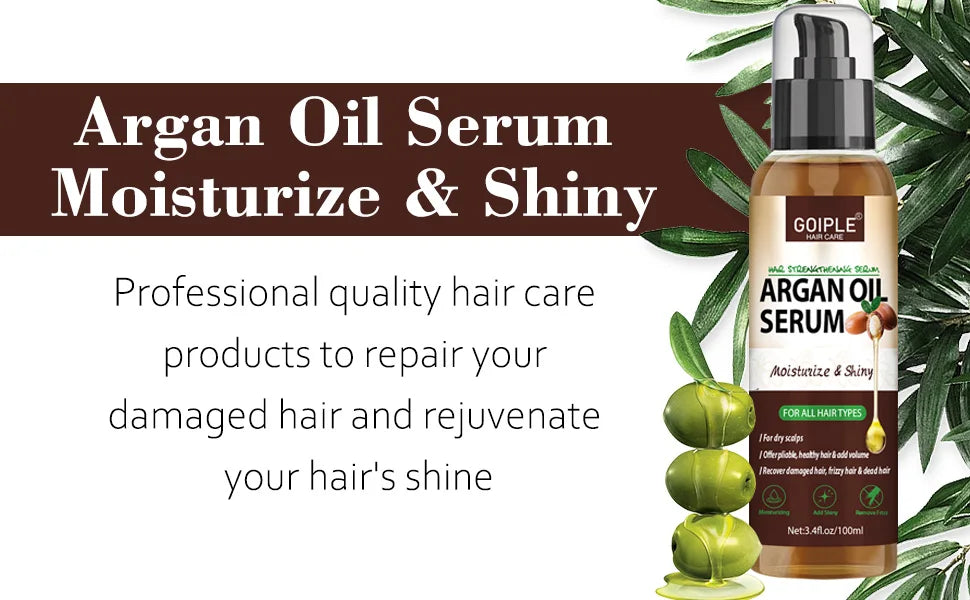 100ml Natural Argan Oil Hair Serum Repair Strengthening Moisturize Shiny Hair Healthy Scalps Treatment Care Conditioner - NamafadStore