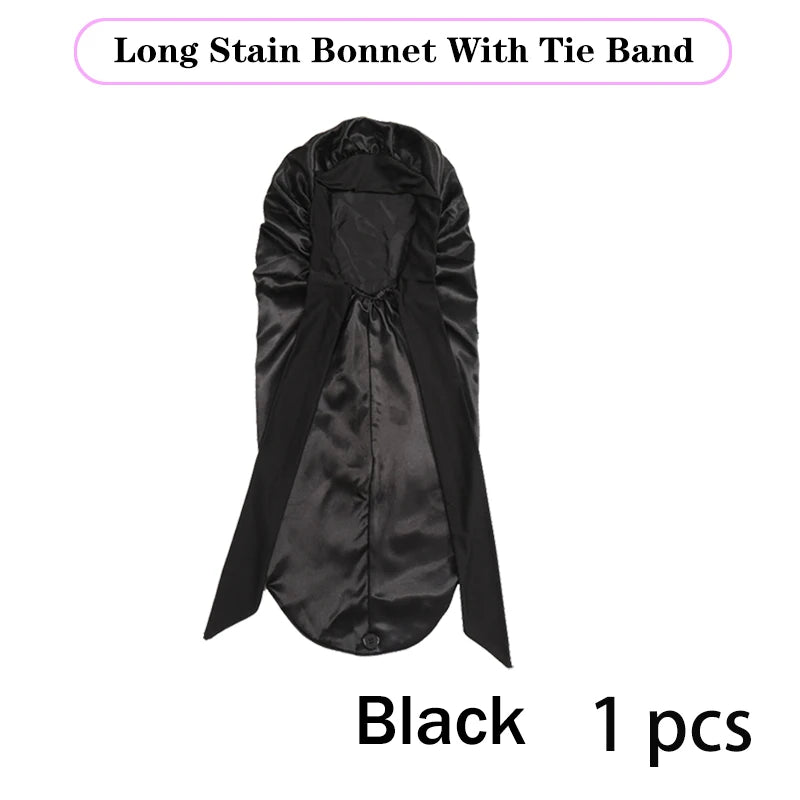 Soft Silky Long Satin Bonnet For Natural Hair And Curly Hair Extra Large Size Hair Cap With Tie For Comfortable Night Sleep 1Pcs - NamafadStore