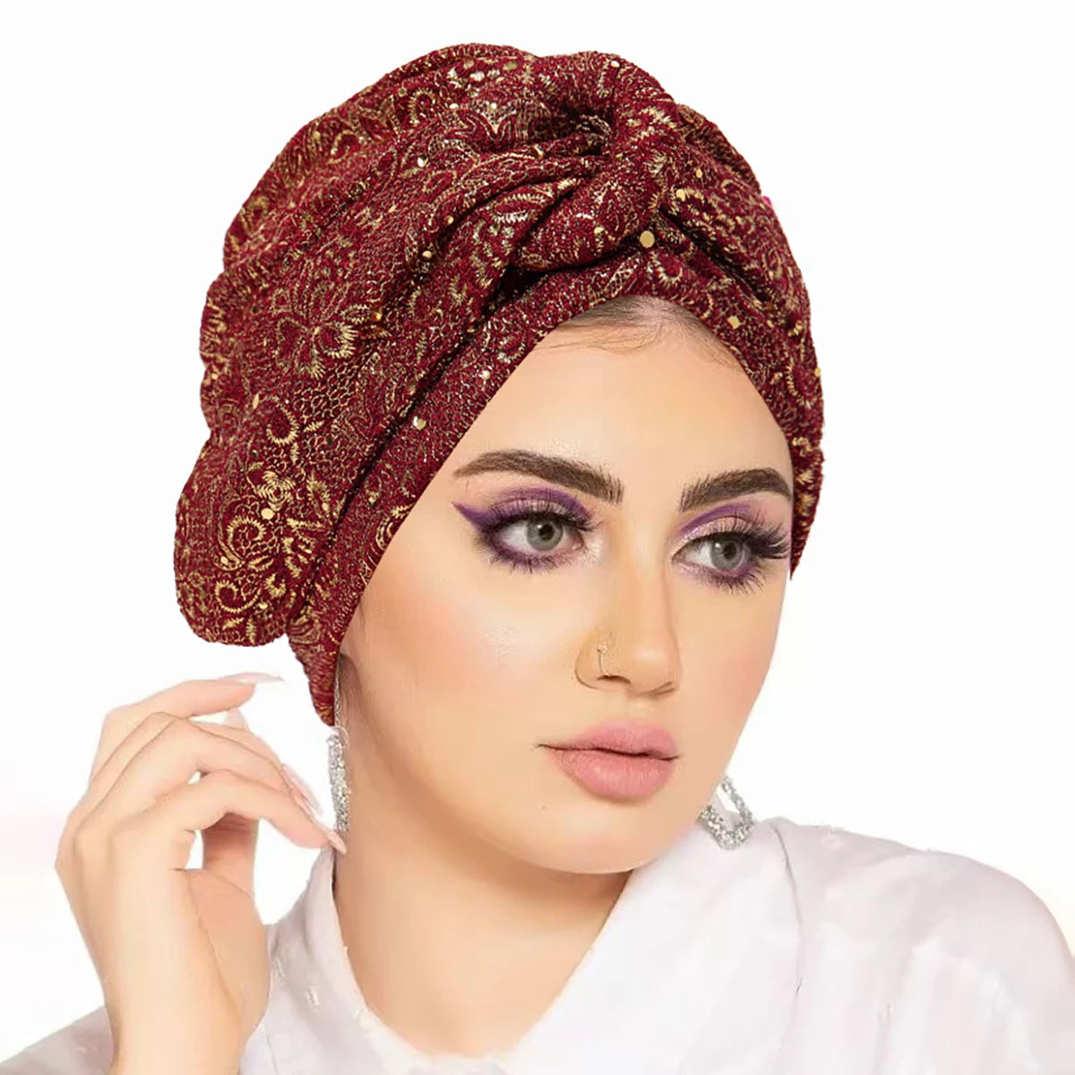 New Women's Solid Color Sequin Turban Hijab Chemo Cap Cancer Hat Hair Loss Headscarf Beanie Bonnet Head Wrap Headband Mujer - NamafadStore
