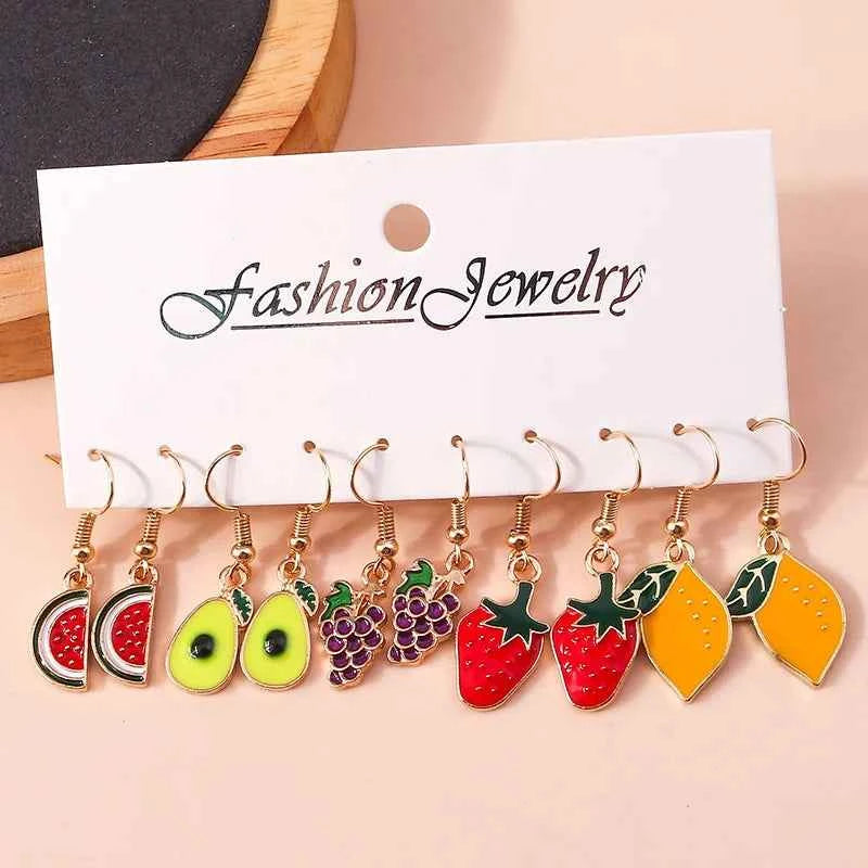 Cute 5 Pairs Flower Earrings for Women Girls Colorful Dangle Drop Earrings Handmade Kids Jewelry Gifts