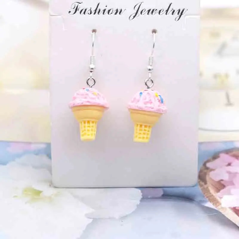Earring For Women Resin Handmade Cute Animals Ice Cream Drinks Candy Fruits Pissa Drop Earrings Funny Gift