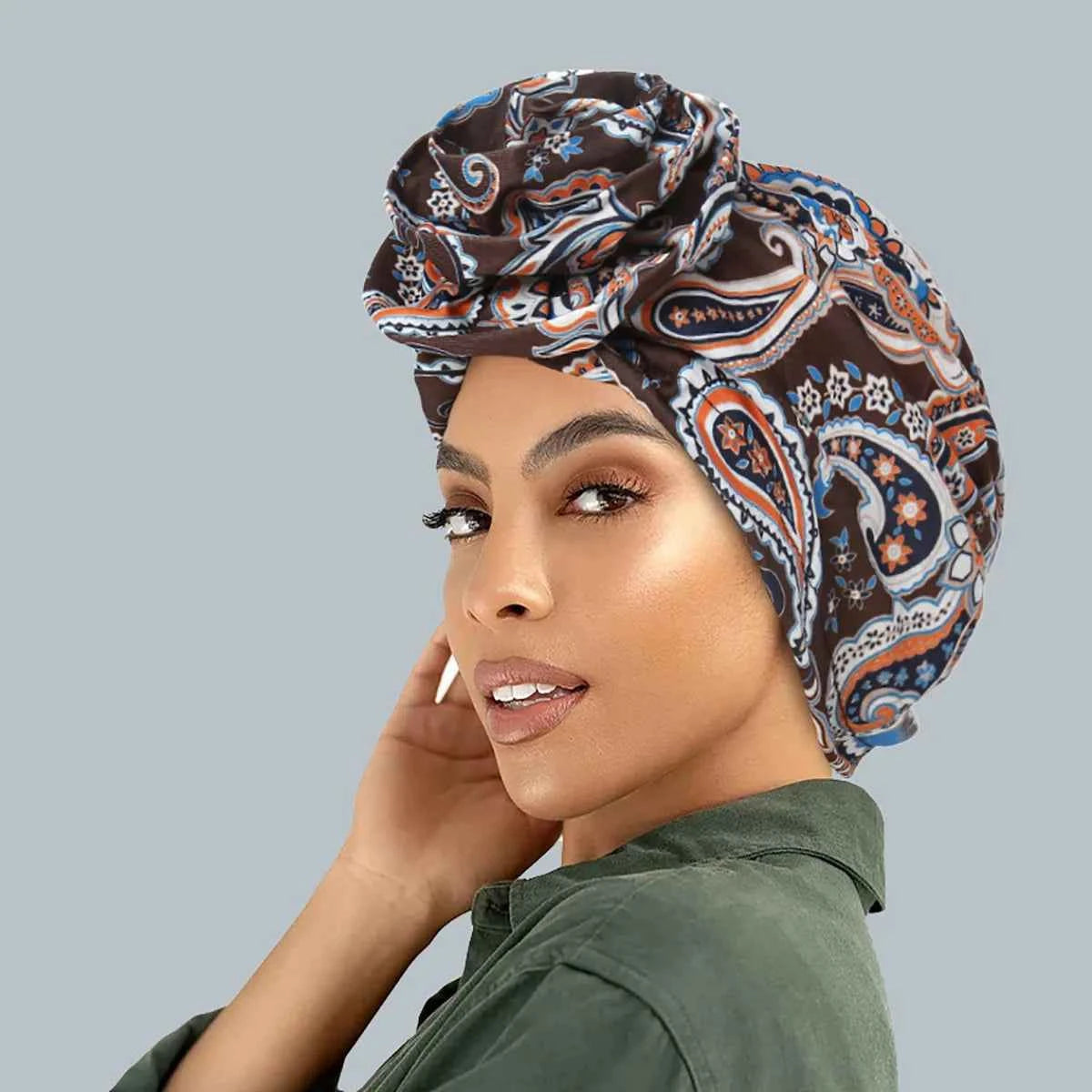Ramadan Fashion Print Turban Hijab Hats African Head Wraps Elastic Muslim Hats Breathable Chemo Cap For Women Girls - NamafadStore