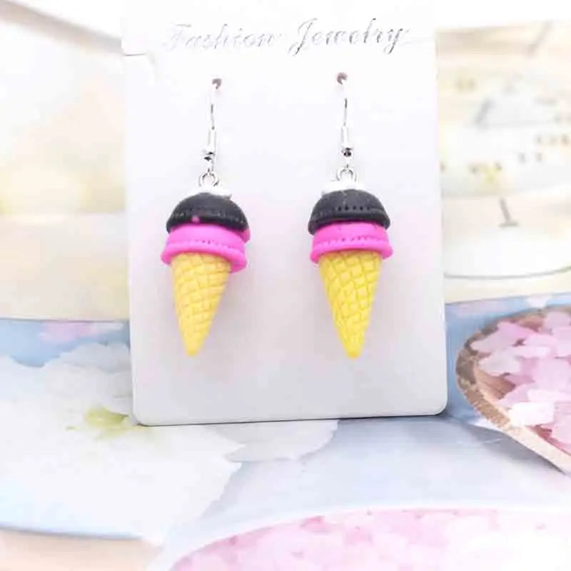 Earring For Women Resin Handmade Cute Animals Ice Cream Drinks Candy Fruits Pissa Drop Earrings Funny Gift