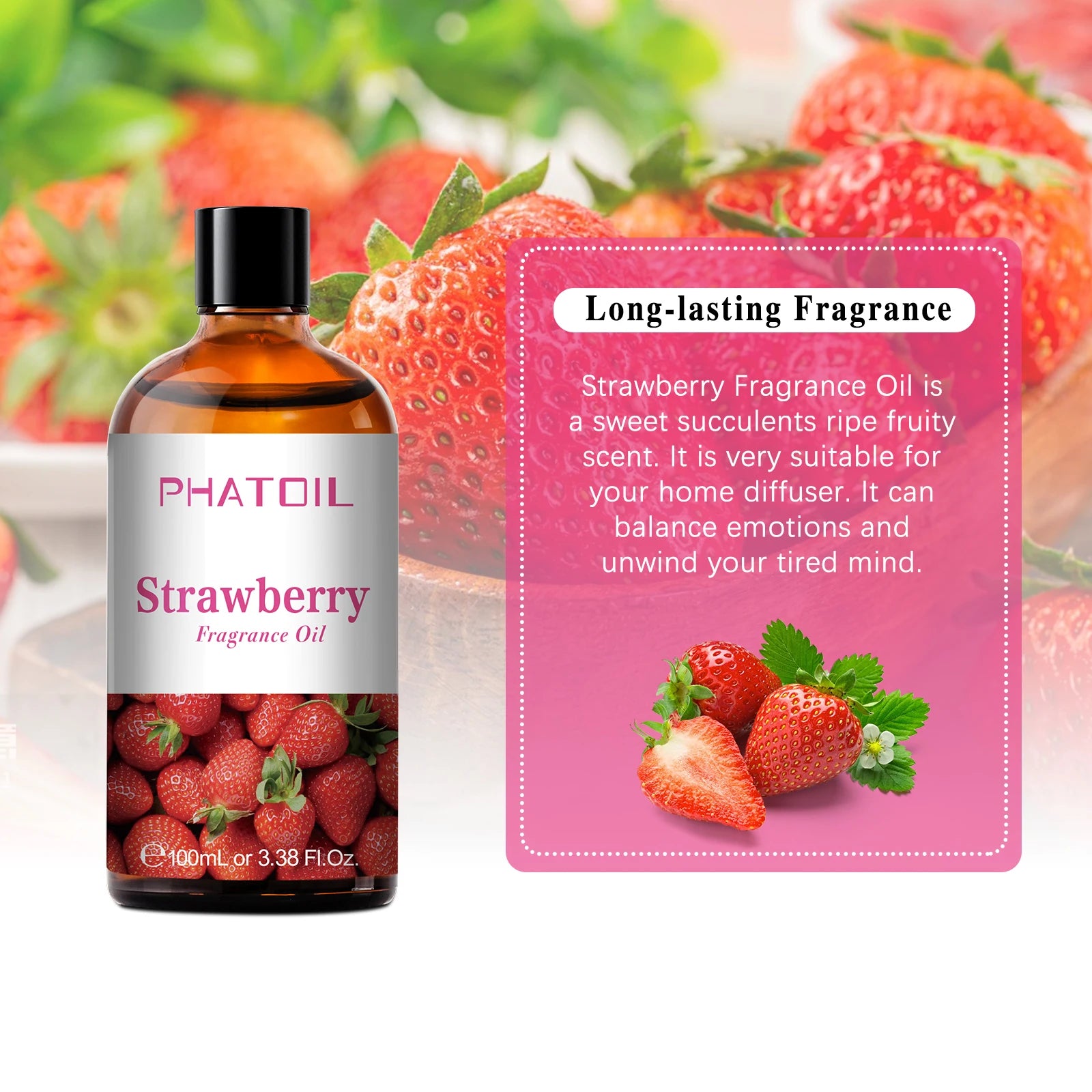 PHATOIL 100ml Aromatherapy Fragrance Oil Coconut & Vanilla Strawberry Cherry Lemon Papaya Aroma Oils For Diffuser Candle Making - NamafadStore