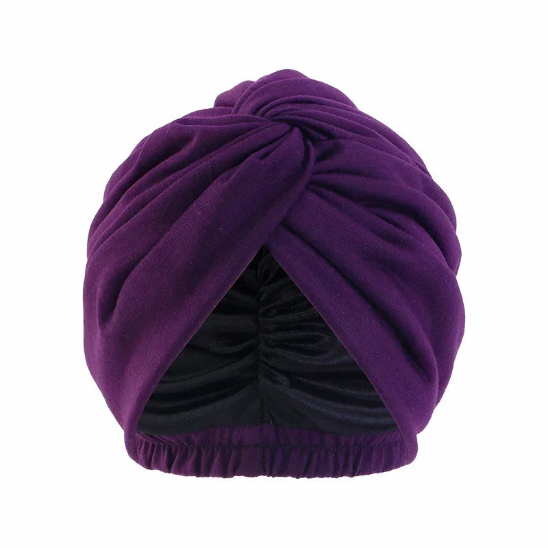 Big Flower Muslim Women Turban Satin Head Wrap Hijab Sleep Night Hat Chemo Cap Indian Elastic Beanie Ladies Hair Loss Headwear - NamafadStore