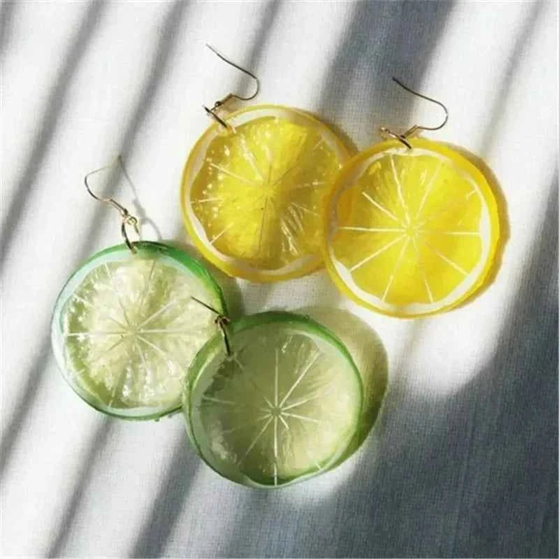 New Fashion Fruit Transparent Pearl Colored Lemon Earrings  Y2k for Girls Women Children Party Birthday Gift Lovely Jewelry