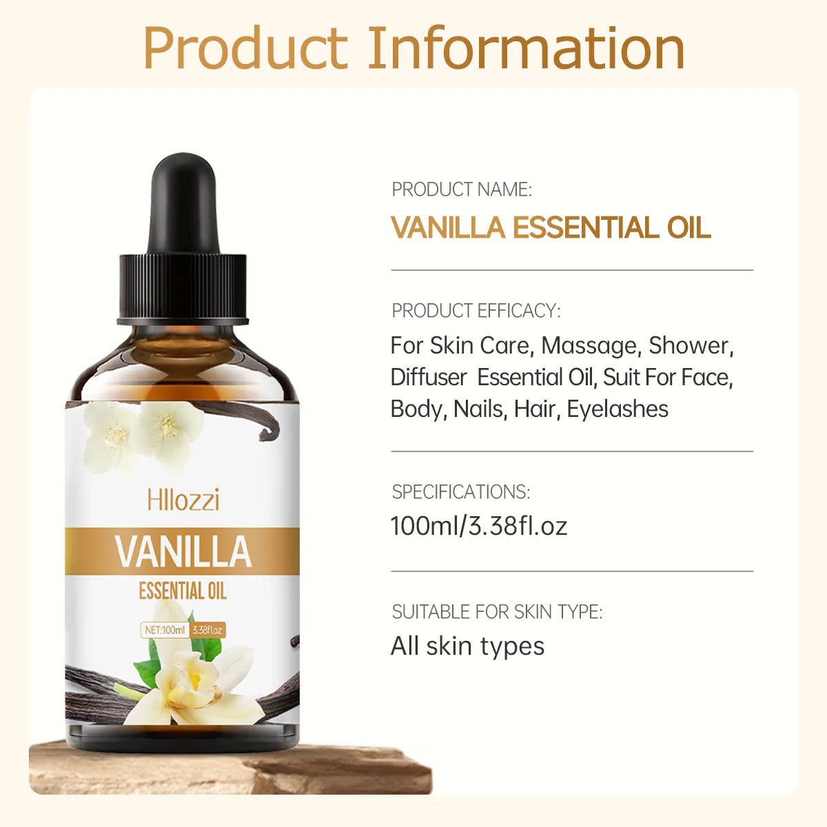 Vanilla essential oil for face, SPU, aromatherapy diffuser, DIY soap, suitable for all skin types, long-lasting fragrance - NamafadStore