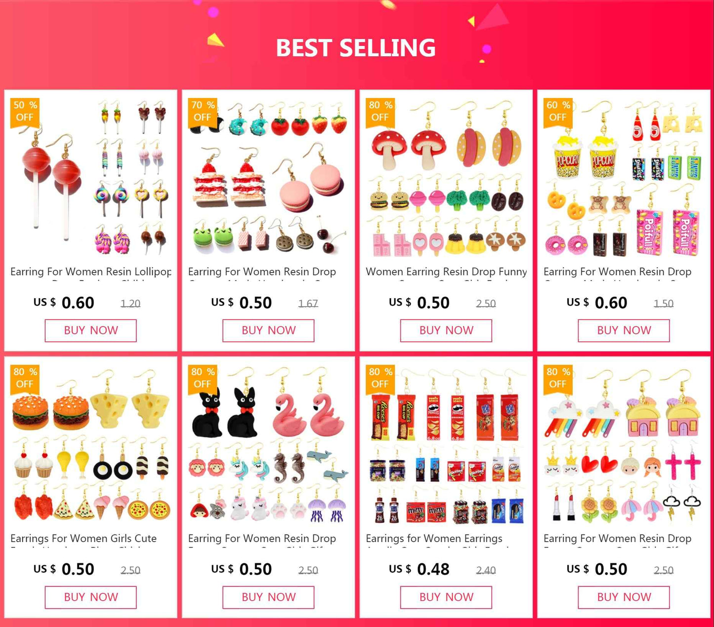 Earring For Women Resin Drop Funny Custom Cute Girls Gift Eardrop Kids Animal Duck Rabbit Flamingo Bird Jellyfish Cat