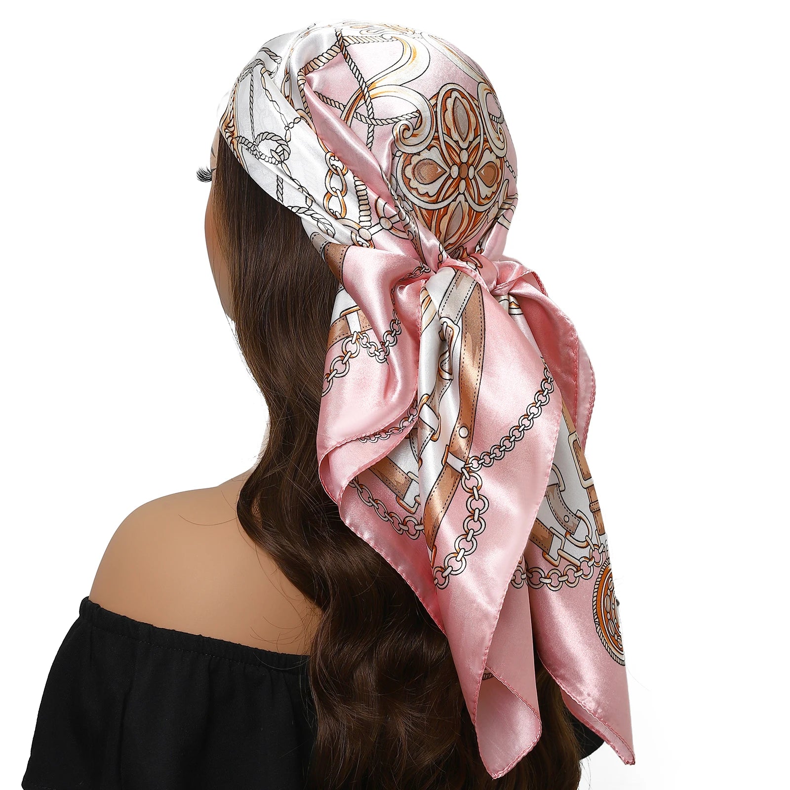 1 piece 35.4 inches Women Shawls Fashion print Summer Kerchief Luxury Brand 90X90CM Bandanna New Foulard Satin Square Headcloth - NamafadStore
