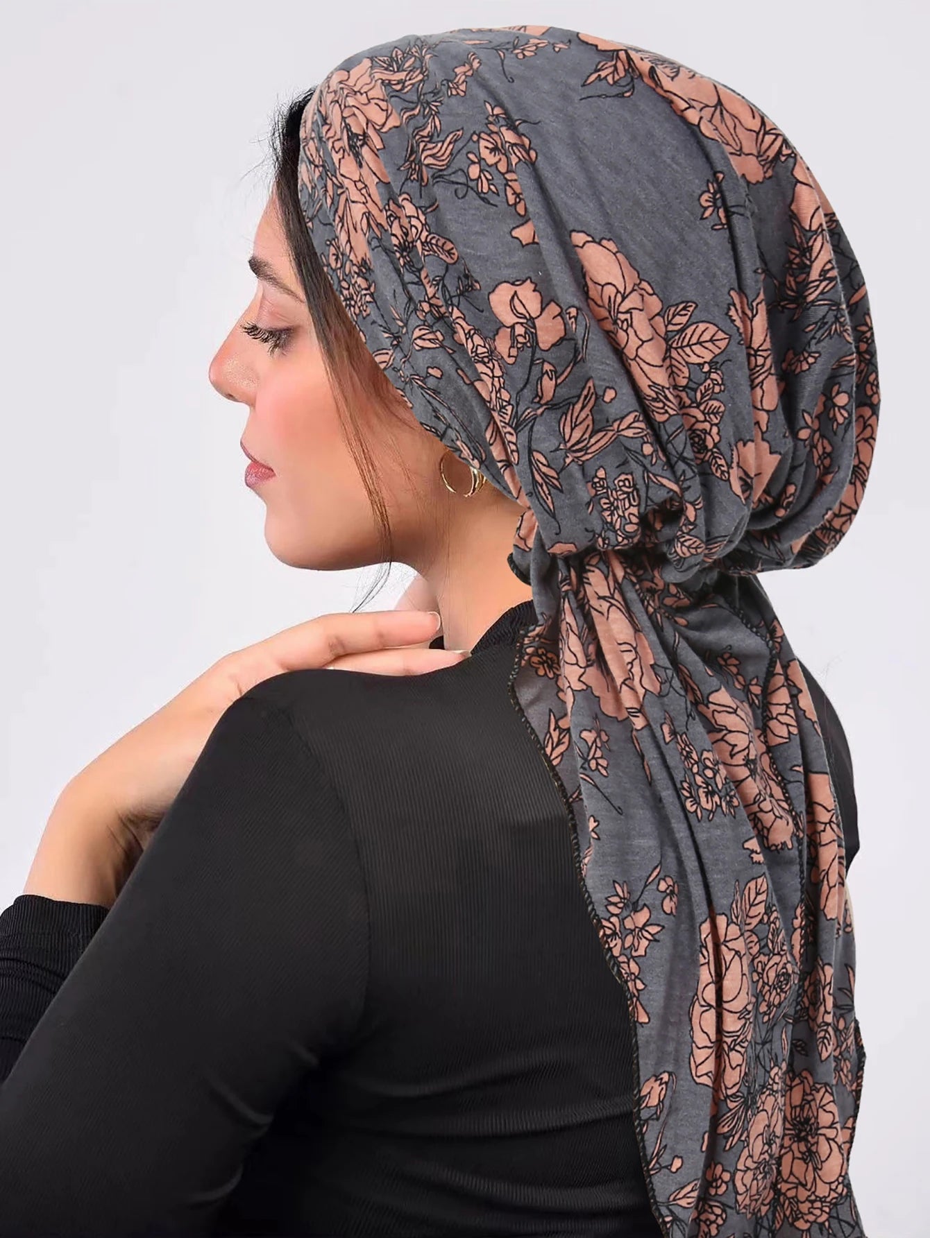 Ramadan Muslim Hijab Caps Wrap Head Soft Elastic Long Tail Turban Bonnet Fashion Print Headdress Wearable - NamafadStore