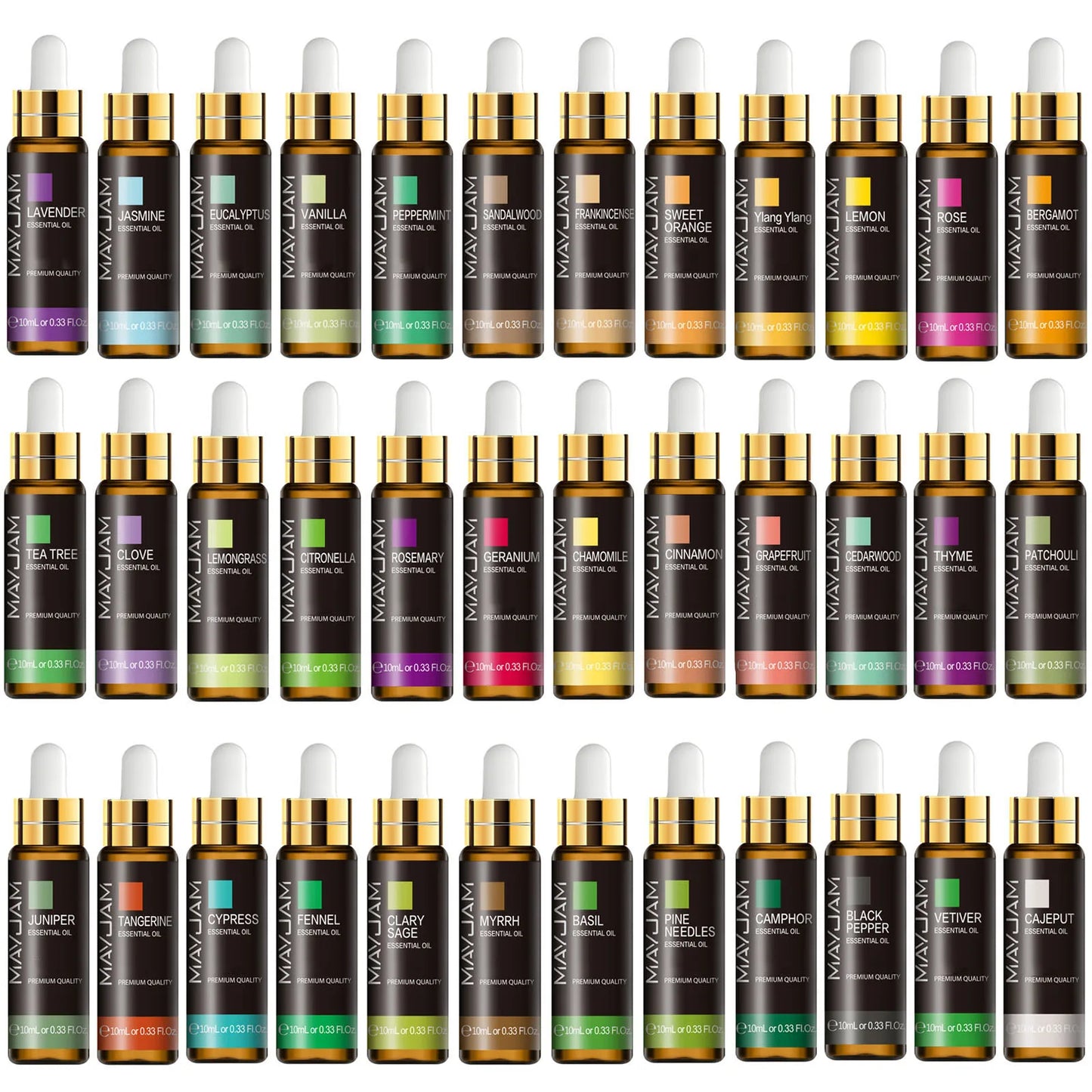 MAYJAM 10ml Pure Essential Oil Lavender Eucalyptus Vanilla Sandalwood Jasmine Bergamot Lemongrass Cinnamon Grapefruit 1pc - NamafadStore