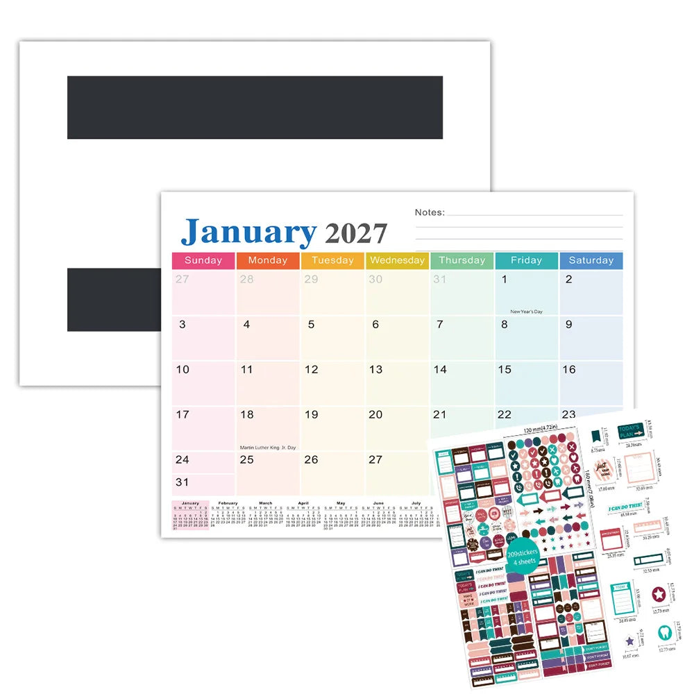 Magnetic Fridge Calendar 2027-2028, 18-Month Magnetic Calendar, Large Magnetic Planner for Home and Office Calendar + Stickers