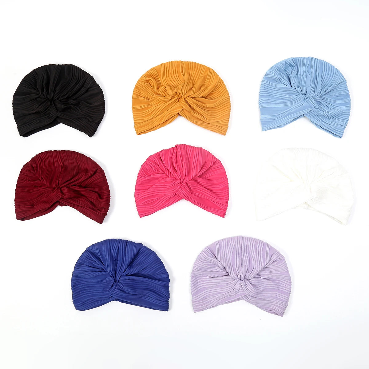 Solid Color Crinkle Muslim Hijab Caps Women's Headscarf Hat Chemo Hats Hair Care Fashion Turban Bonnet Adjustable - NamafadStore