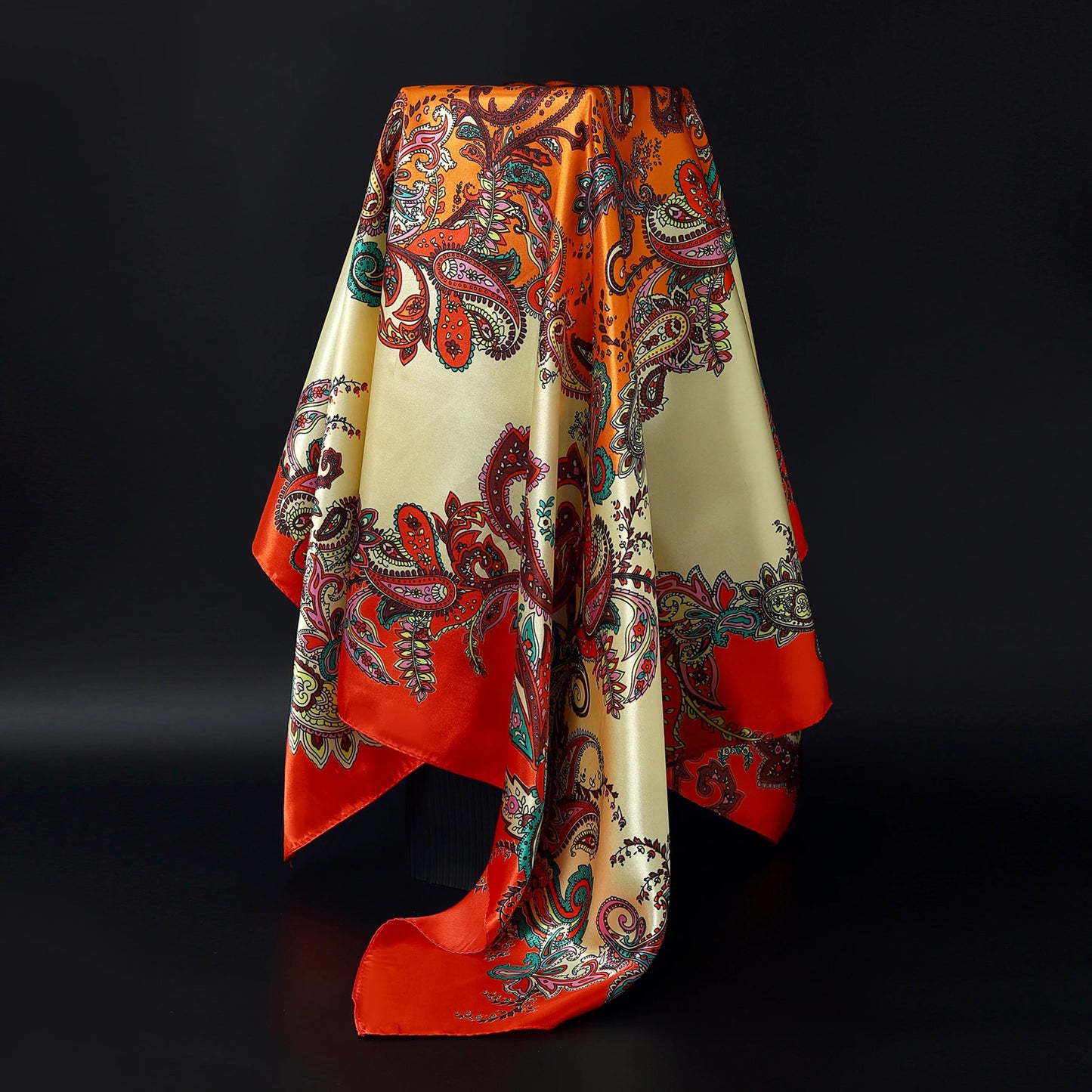 1 piece 35.4 inches Women Shawls Fashion print Summer Kerchief Luxury Brand 90X90CM Bandanna New Foulard Satin Square Headcloth - NamafadStore