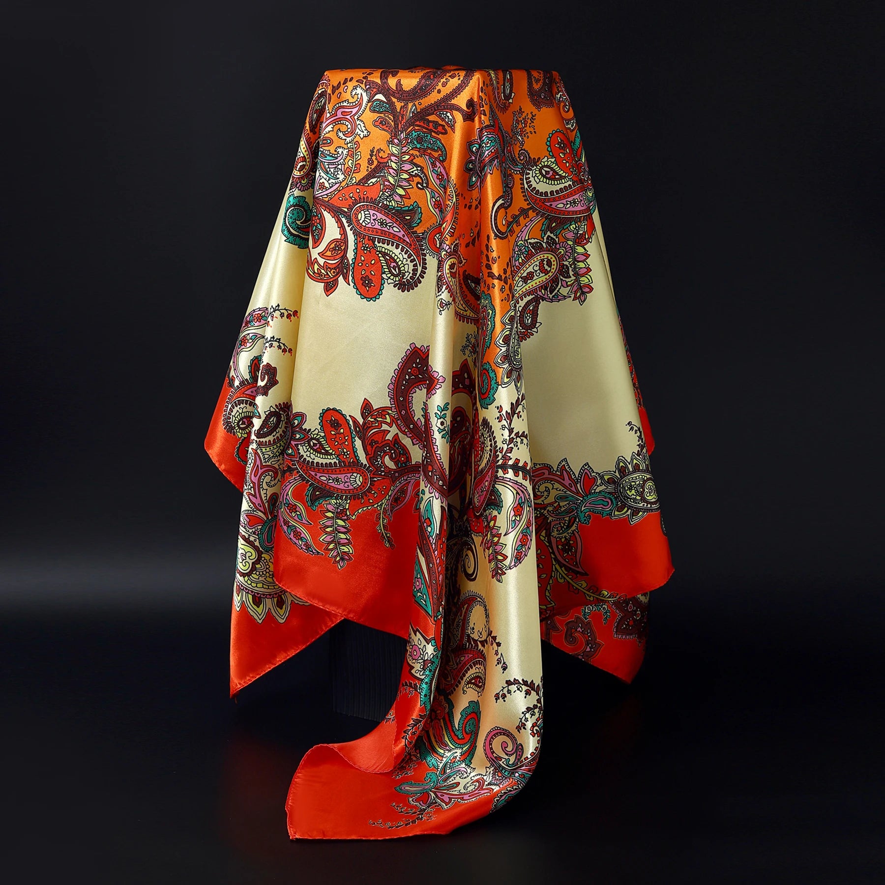 1 piece 35.4 inches Women Shawls Fashion print Summer Kerchief Luxury Brand 90X90CM Bandanna New Foulard Satin Square Headcloth - NamafadStore