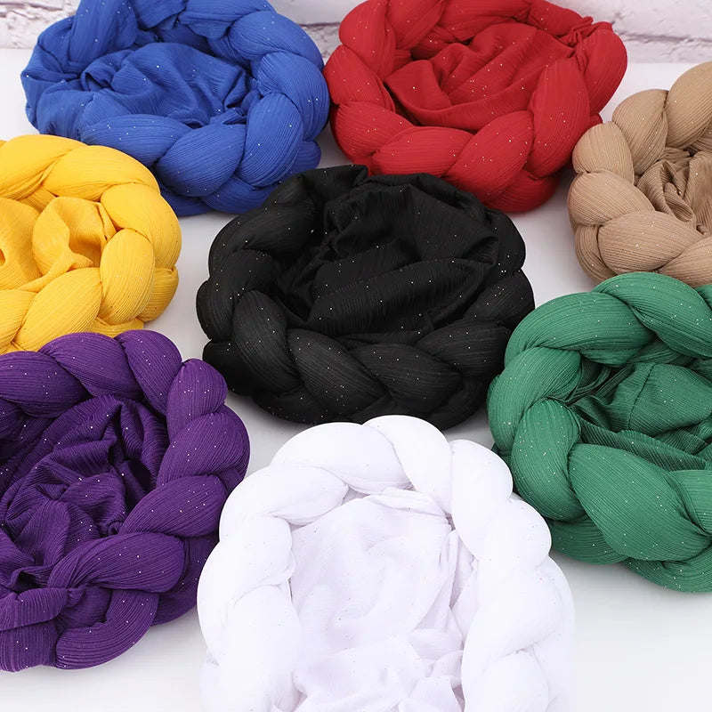 Glitter Braid African Headtie Head Wraps Women Headscarf Bonnet Nigerian Wedding Auto Gele Cap Party Headwear Headdress Hat - NamafadStore
