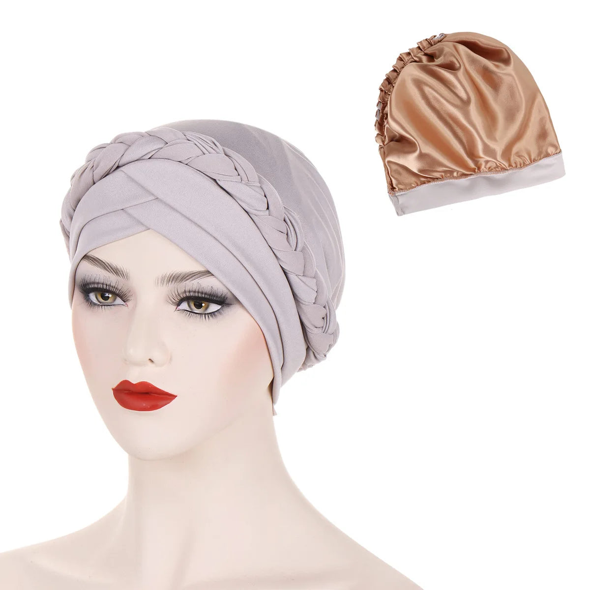 Crossed Forehead Satin Lined Muslim Turban For Women Islamic Inner Hijab Cap UnderScarf Arab wrap Head Scarves turbante mujer - NamafadStore