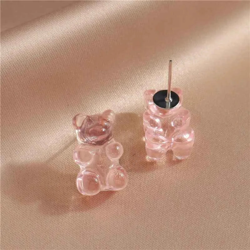 Cute Gummy Bear Stud Earrings for Women Candy Colors Animal Dangle Earrings Brincos Femme Girls Party Holiday Jewelry Gifts