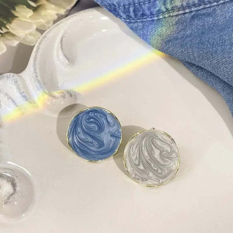 Golden Metal Blue Bowknot Earrings Fashion Jewelry Bow-tie Earrings Women Cute Romantic Pendientes Female Stud Earrings