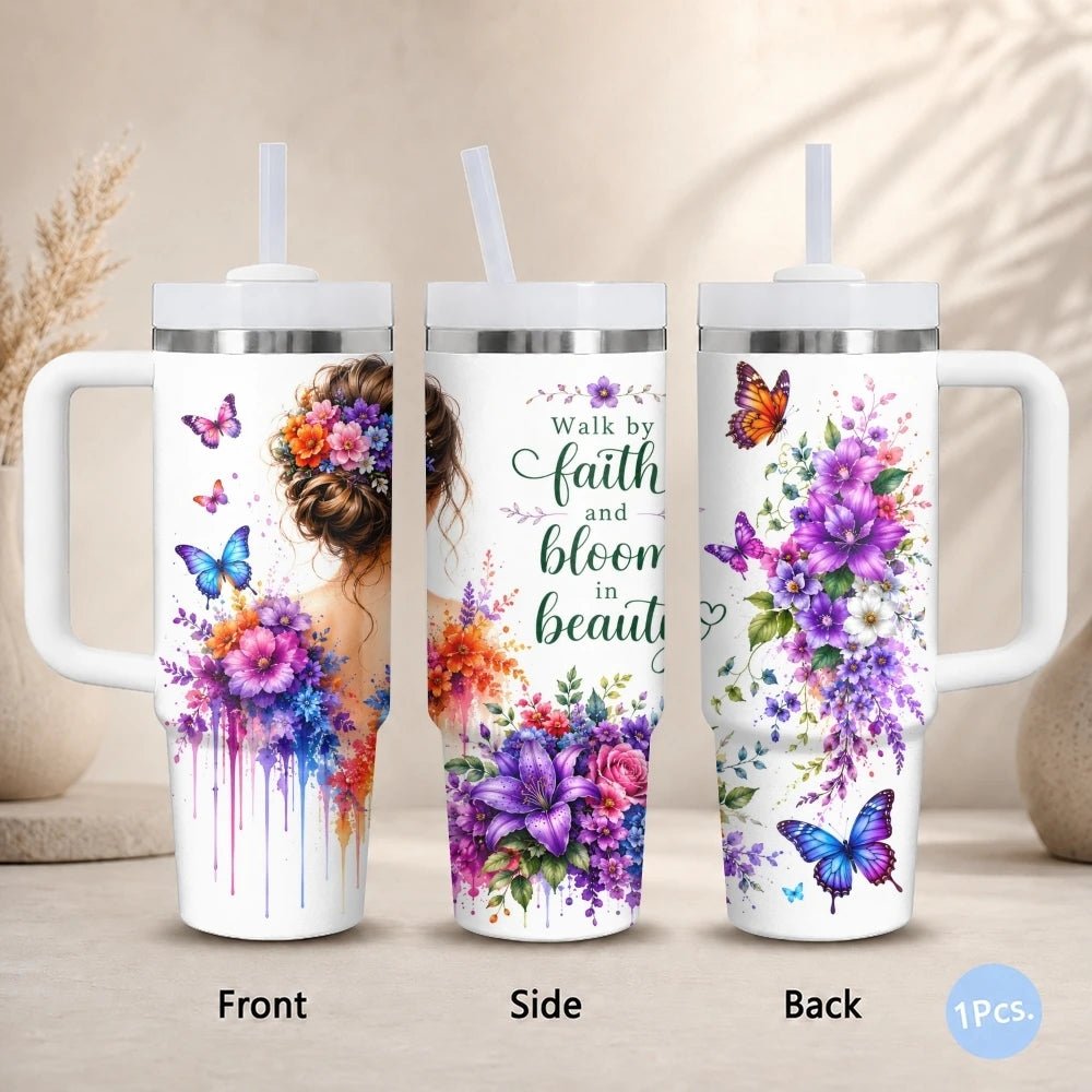 40oz Butterfly Tumbler for Women – Stainless Steel Insulated Travel Mug