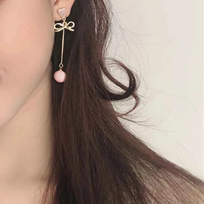 Korean Style Flower Cute Animal Rabbit Dangle Earrings For Women Strawberry Zircon Bee Asymmetrical Tassel Earring Party Jewelry