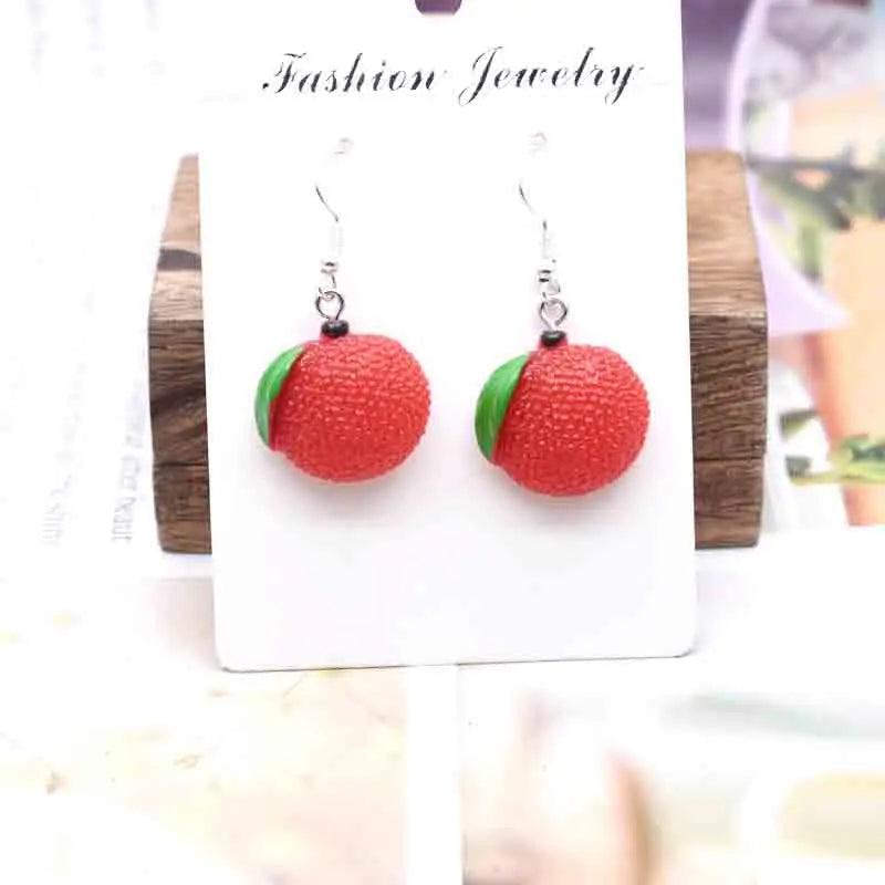 Earring For Women Resin Handmade Cartoons Animals Fruits Vegetables Kawaii Drop Earrings Funny Gifts