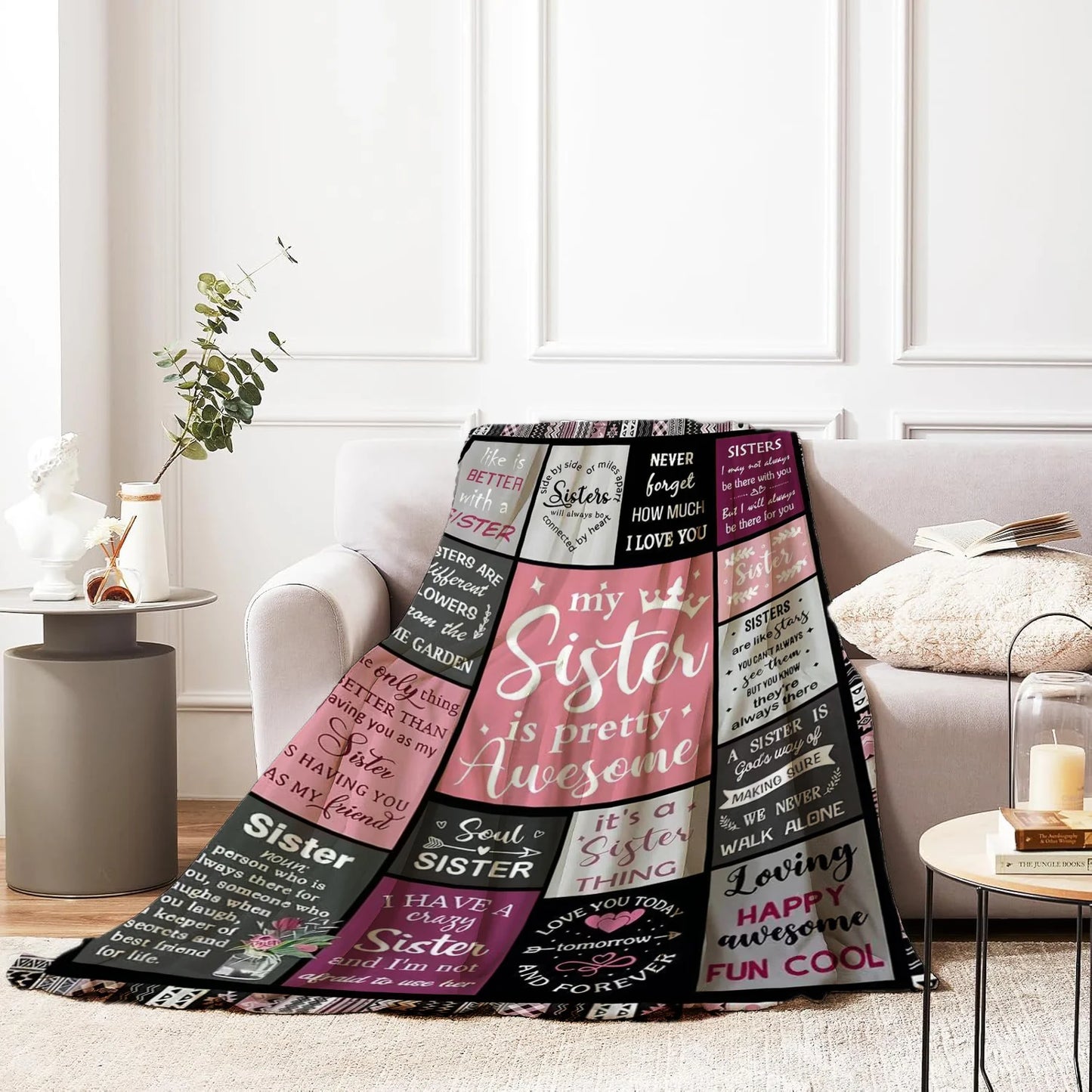 Creative Flannel Throw Blanket for Sisters – Soft Cozy Sofa & Home Gift