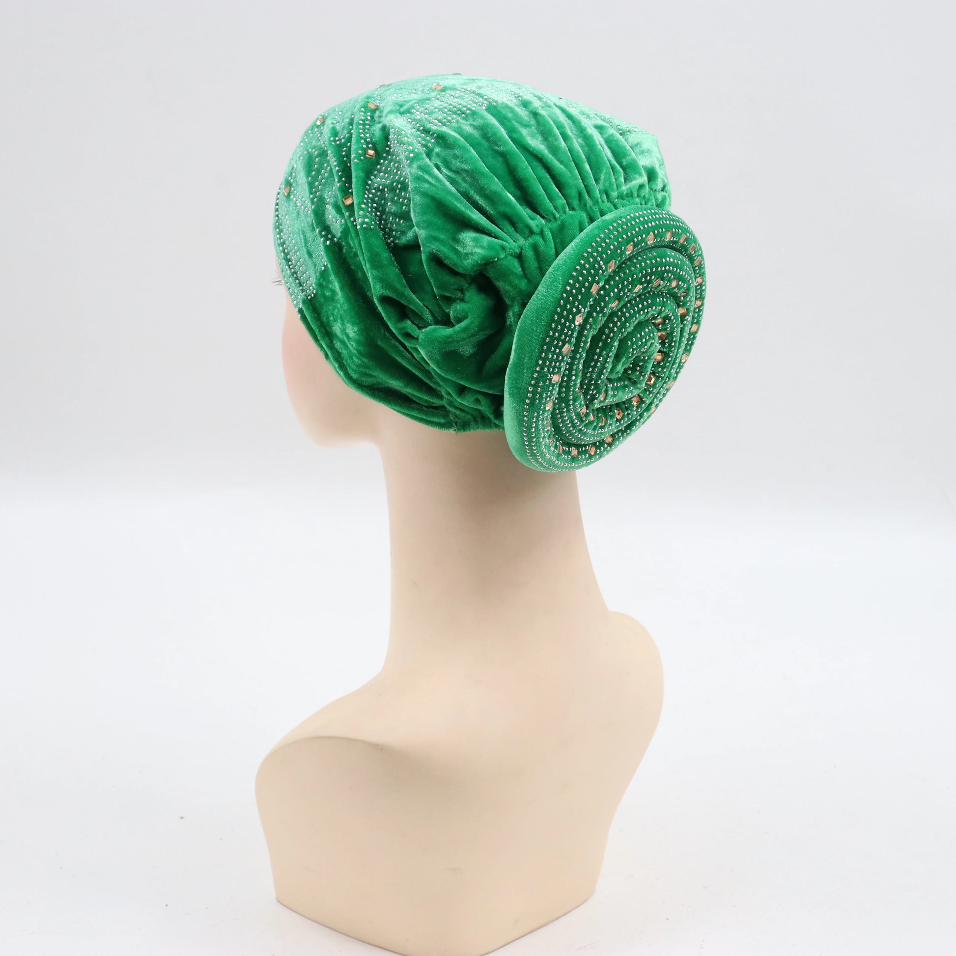 Soft Velvet Turban Cap for Women Muslim Headscarf Bonnet Elastic Female Headpiece Stylish Glitter Diamonds African Head Wraps - NamafadStore