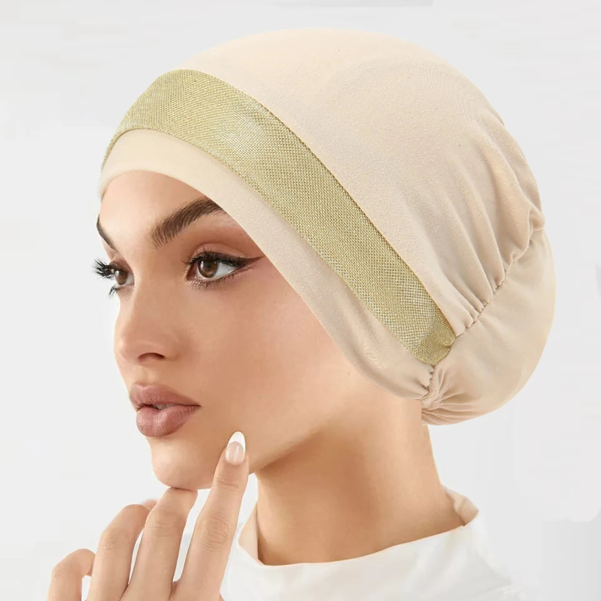 2025 New Muslim Hijab Women Scarf Hair Accessories Soft Elastic Cloth Hat Head Cover Wide Night Sleep Bonnet Hijabs for Girl