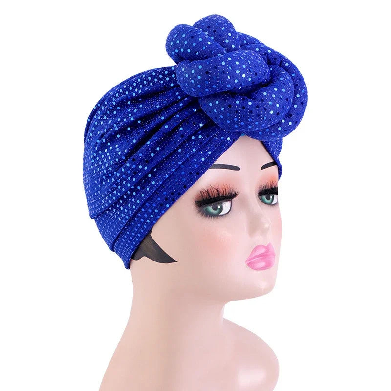 New African Print Turban Beanie for Women - Flower Beanie, Muslim Hijab, Head Wrap, and Hair Loss Bandana