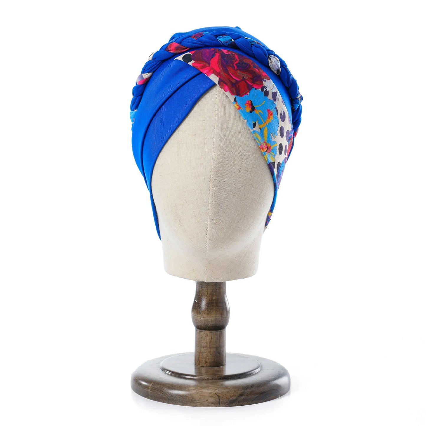 Boho Women Print Muslim Turban Scarf Braid Hijabs Cross Forehead Floral Headwear Arab Wrap Head Scarf Hair Accessories Hat - NamafadStore