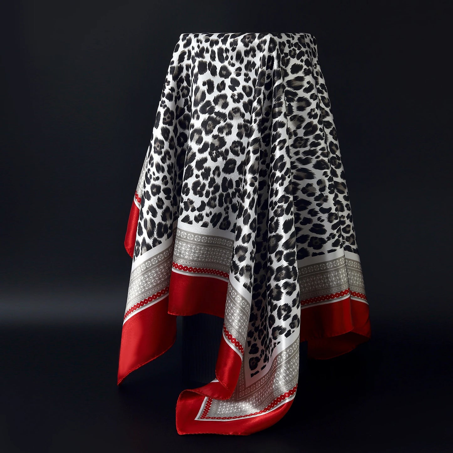 90*90cm Silk Scarf Women Print Hair Neck Square Office Ladies Shawl Bandanna Muslim Hijab Handkerchief Muffler Foulard female - NamafadStore