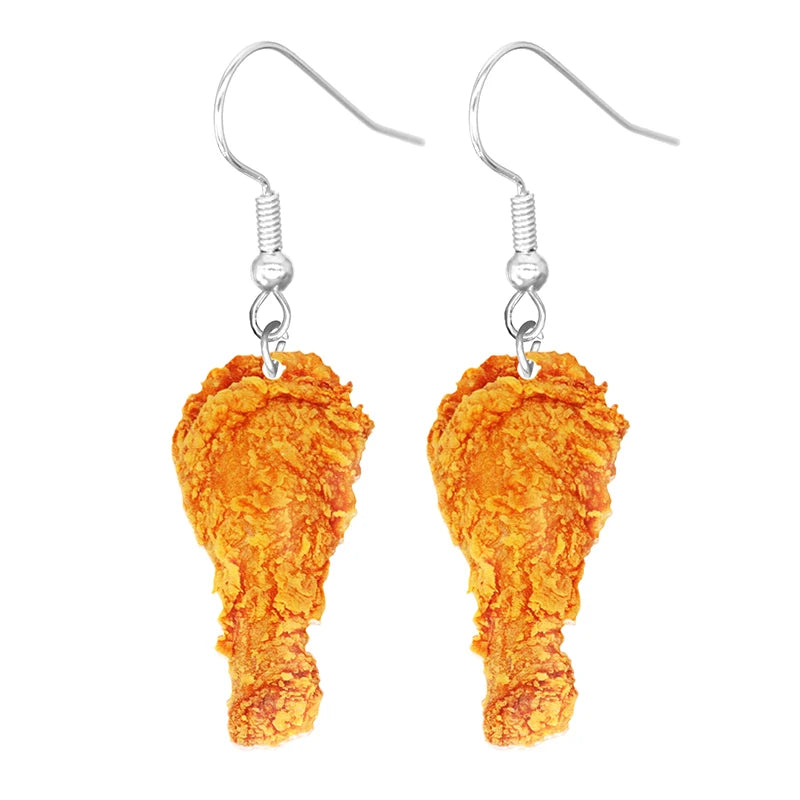 Food Earring 2D Handmade Cute Interesting Taco Corn Crunchy Burger Biscuits French Fries Ice Cream Cheese Cute