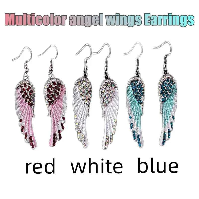 Fashion Income Ladies Angel Wings Earrings Personality Mid Length Multicolor Charm Jewelry Anniversary Birthday Party Gifts