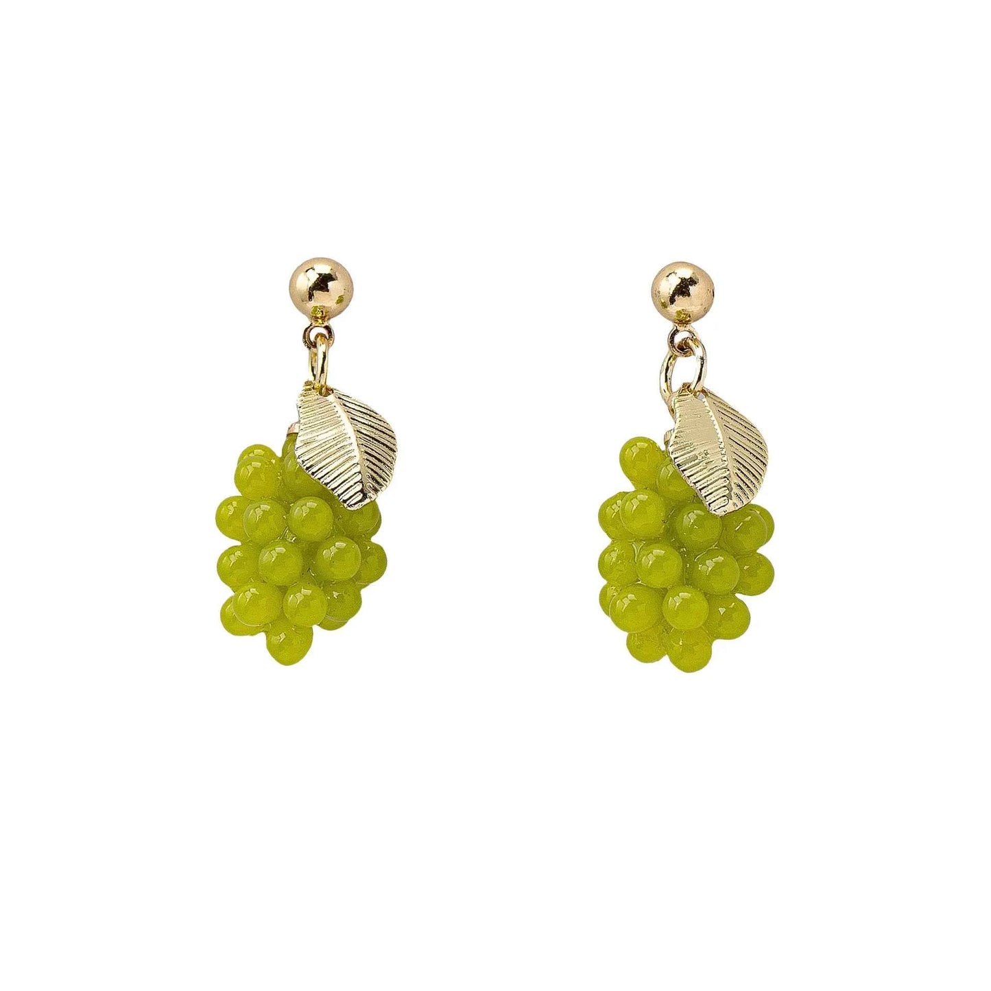 Non Pierced Ear Clips Japanese Green Grape Earrings Small Cute Transparent Fruit Cherry Clip on Earrings for Female Party Gifts