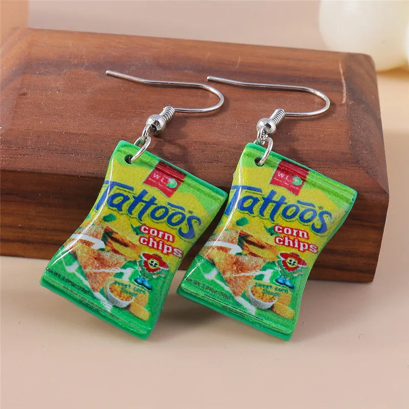 Aihua New In Fashion Women Earrings Cute Resin Food Snacks Potato Chips Earrings Handmade Party Jewelry Gifts